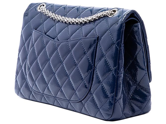Chanel Blue Quilted Crinkled Patent Reissue 2.55 Double Flap 227 - Ansicht 2