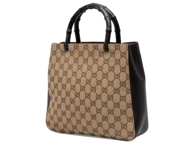 Bamboo Borsa Gucci con manico in bambù in tela GG beige e pelle di vitello - vista 2