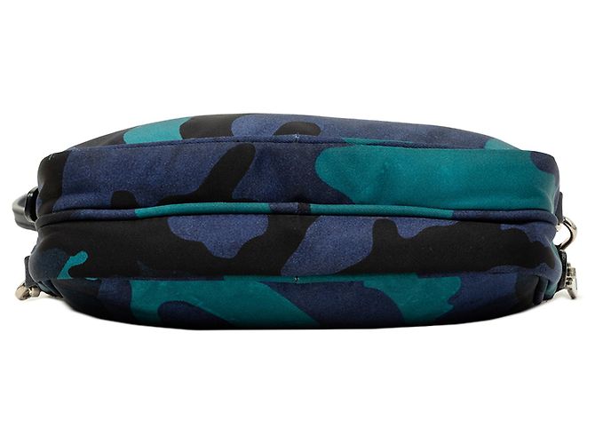 Double Prada Bolso Camera Mini Tessuto Camuflaje Azul con Doble Cremallera - vista 3