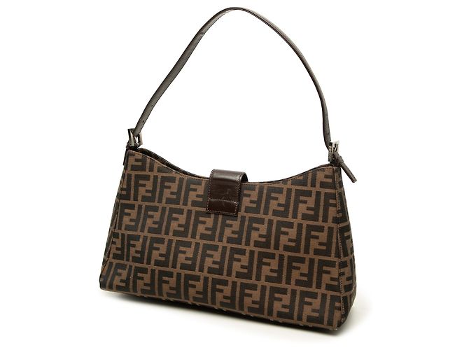 Borsa a tracolla Fendi in tela Zucca marrone - vista 2