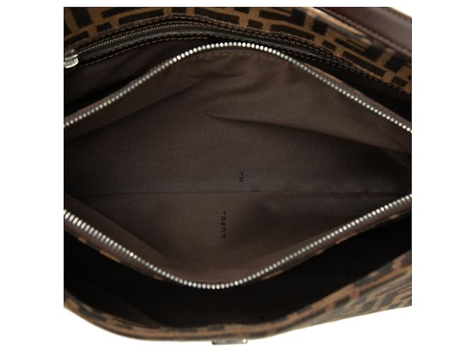 Borsa a tracolla Fendi in tela Zucca marrone - vista 4