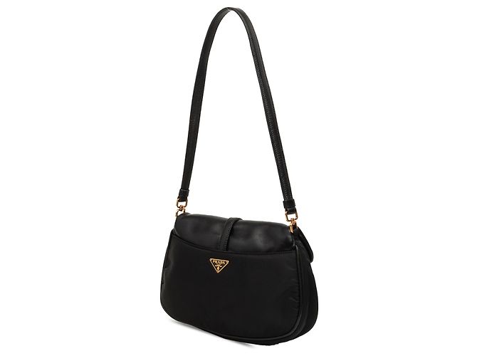 Bolsa de ombro Prada em couro de bezerro macio e tessuto preto - vista 2