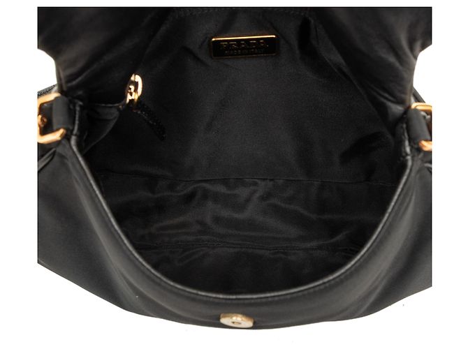 Bolsa de ombro Prada em couro de bezerro macio e tessuto preto - vista 4
