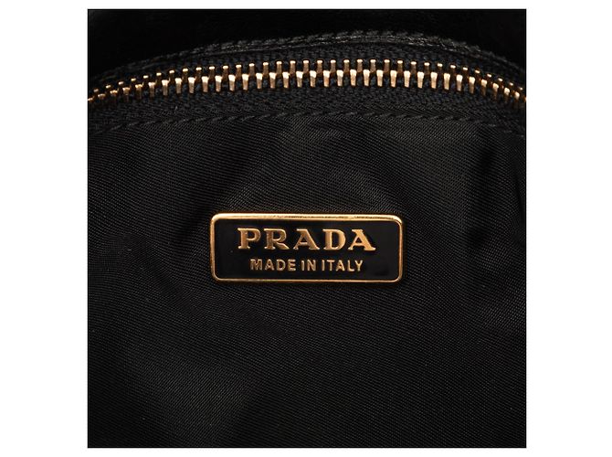 Bolsa de ombro Prada em couro de bezerro macio e tessuto preto - vista 5