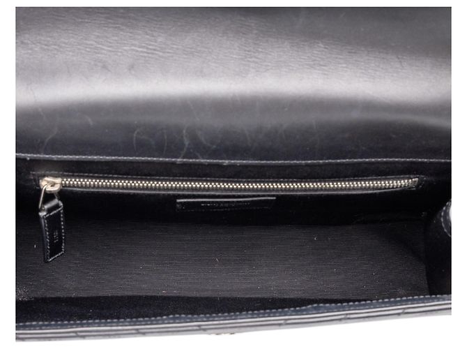 Autre Marque Saint Laurent Large Envelope Bag aus Kalbsleder Chevron Monogramm Schwarz - Ansicht 4