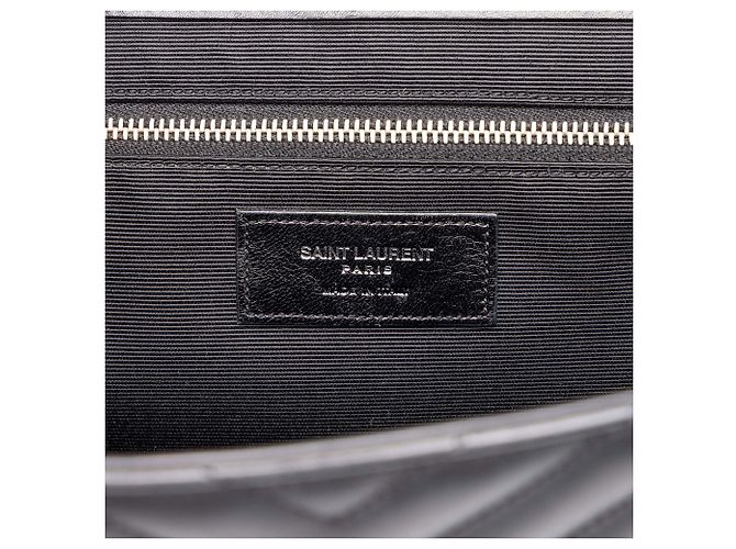 Autre Marque Saint Laurent Large Envelope Bag aus Kalbsleder Chevron Monogramm Schwarz - Ansicht 5