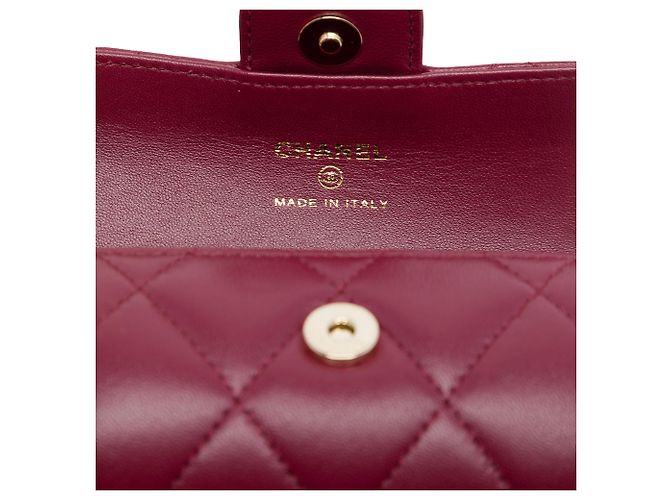 Portacarte Chanel Red Quilted Lambskin Box Of Secrets con catena - vista 5