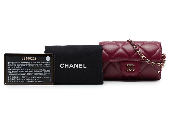 Portacarte Chanel Red Quilted Lambskin Box Of Secrets con catena - vista 7