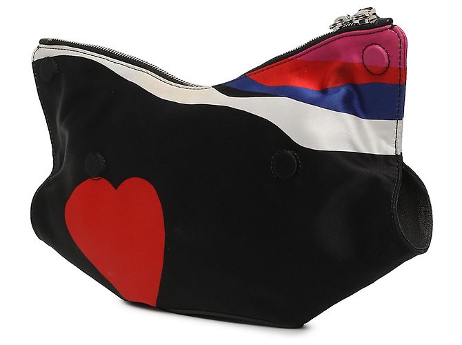 Clutch Alexander McQueen Black Printed Satin Heart De Manta Clutch - vista 2
