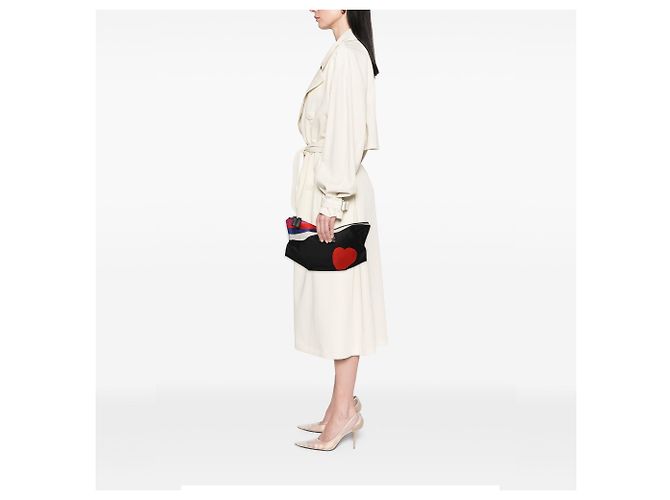 Clutch Alexander McQueen Black Printed Satin Heart De Manta Clutch - vista 5