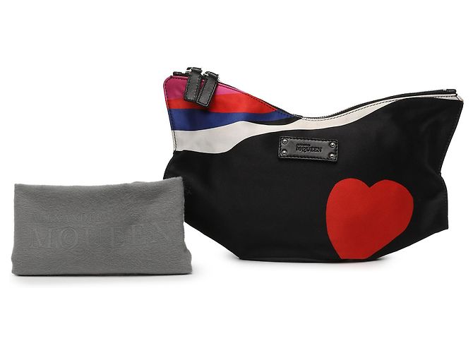 Clutch Alexander McQueen Black Printed Satin Heart De Manta Clutch - vista 6