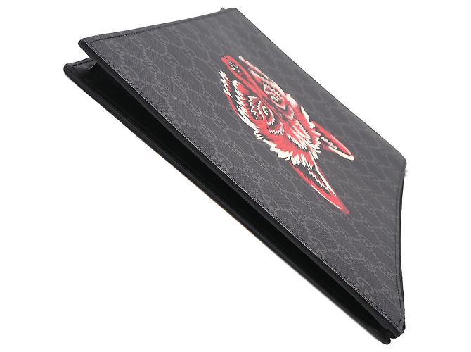 Clutch Gucci Black GG Supreme Wolf - vista 12