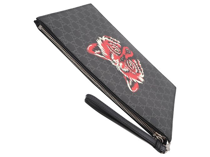 Clutch Gucci Black GG Supreme Wolf - vista 14