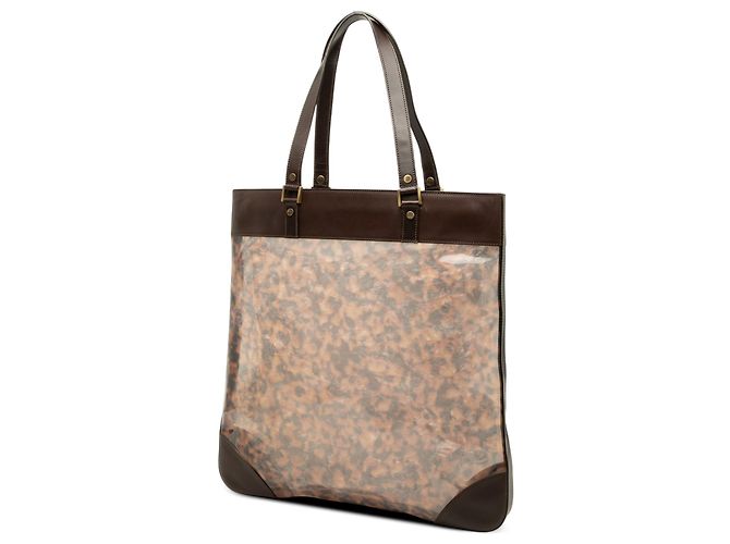 Céline Tote Celine em PVC com acabamentos em couro marrom - vista 2