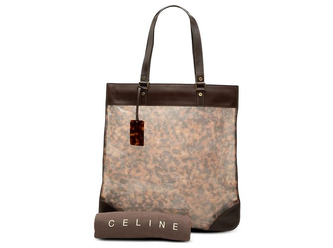 Céline Tote Celine em PVC com acabamentos em couro marrom - vista 7