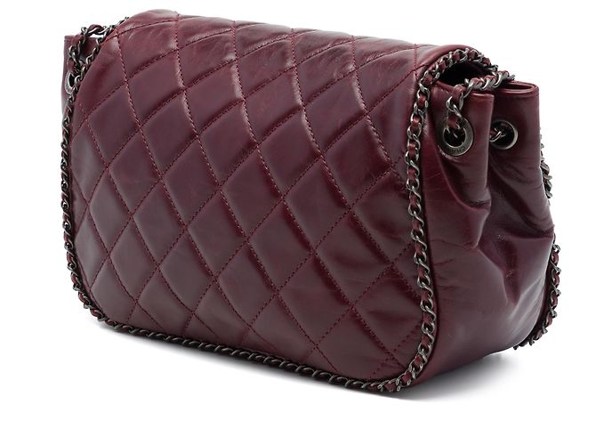 Chanel Red Small Quilted Calfskin CC Enchained Accordion Flap - vista 2
