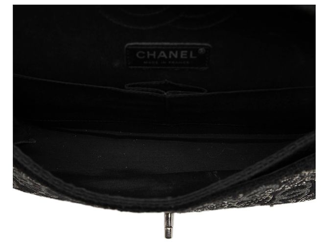 Chanel Black Paris Shanghai Medium Tweed Strass Embellished Pudong Double Flap - Ansicht 4