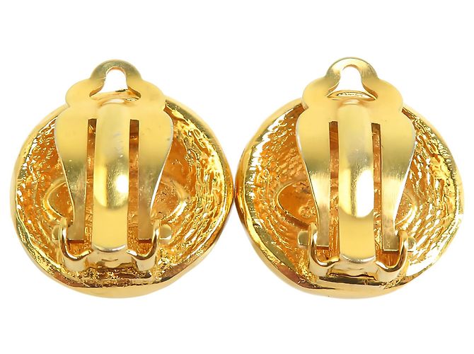 Orecchini a clip rotondi Chanel Gold CC Gold Plated Rue Cambon - vista 2