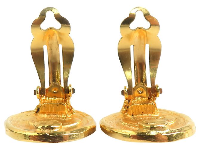 Orecchini a clip rotondi Chanel Gold CC Gold Plated Rue Cambon - vista 3