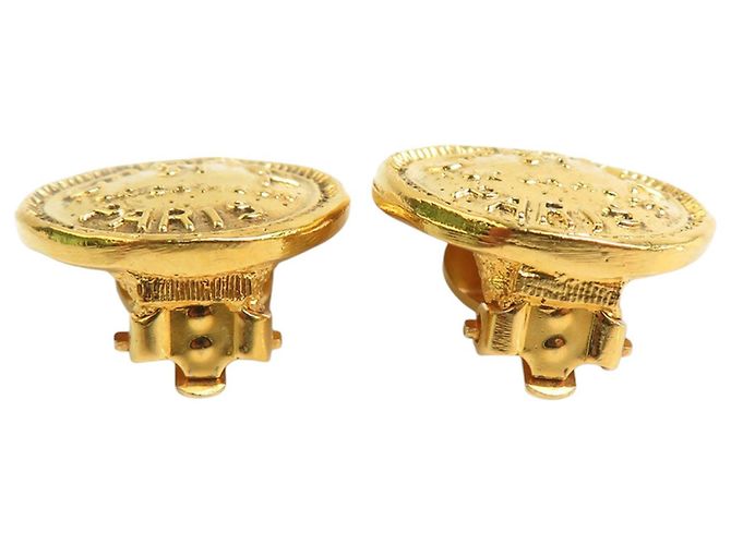 Orecchini a clip rotondi Chanel Gold CC Gold Plated Rue Cambon - vista 7