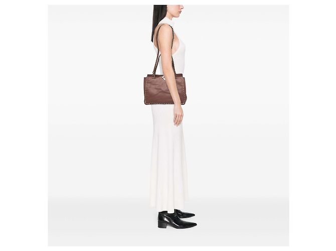 Valentino Rockstud Trapeze Satchel aus Leder in Pink, Medium - Ansicht 5