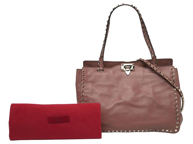 Valentino Rockstud Trapeze Satchel aus Leder in Pink, Medium - Ansicht 6