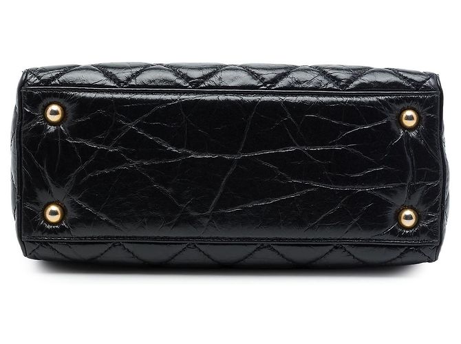 Borsa Shopping Chanel Reissue 2.55 in pelle di vitello craquelé lucida matelassé nera - vista 3