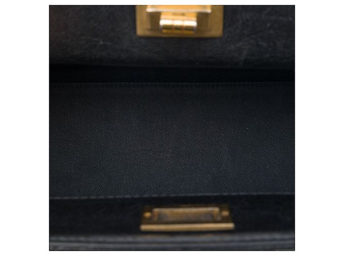Borsa Shopping Chanel Reissue 2.55 in pelle di vitello craquelé lucida matelassé nera - vista 4