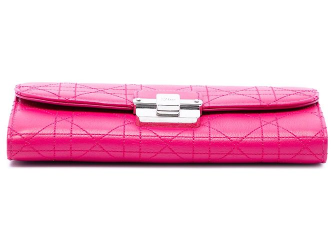 Portafoglio Diorling con catena in pelle di vitello Cannage rosa Dior - vista 3