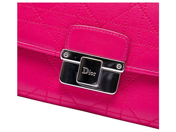 Portafoglio Diorling con catena in pelle di vitello Cannage rosa Dior - vista 5