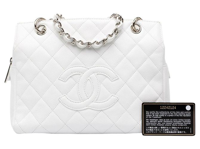 Chanel White Petite Caviar Timeless Tote - vista 7