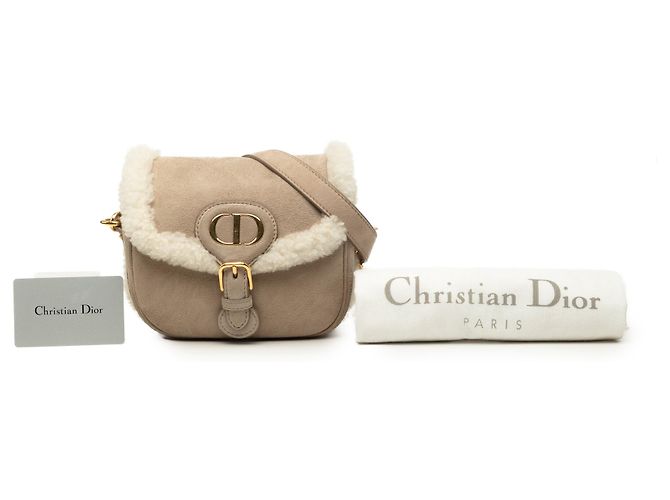 Dior Bobby Crossbody Small in camoscio e shearling Beige - vista 7