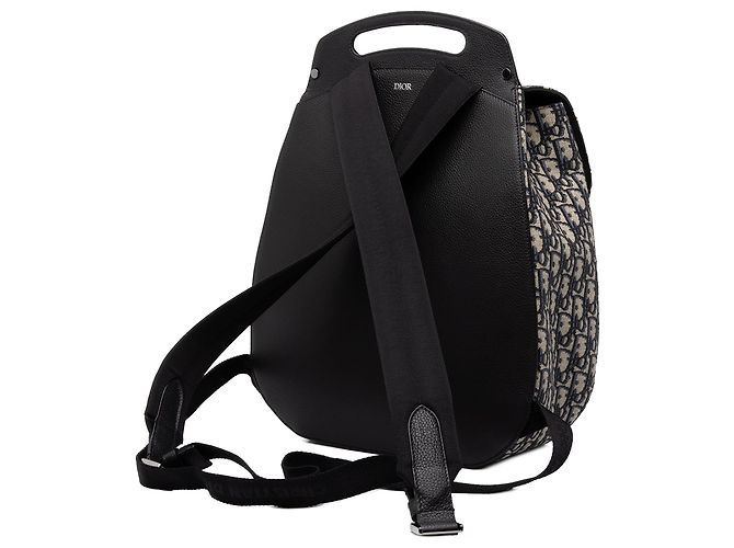 Zaino Saddle in tela Oblique blu Dior - vista 2
