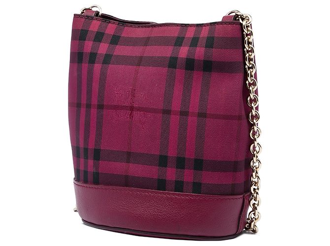 Borsa a secchiello Burberry Horseferry Check in tela tinta rossa - vista 2