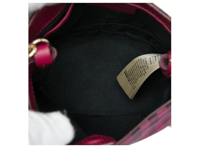 Borsa a secchiello Burberry Horseferry Check in tela tinta rossa - vista 4