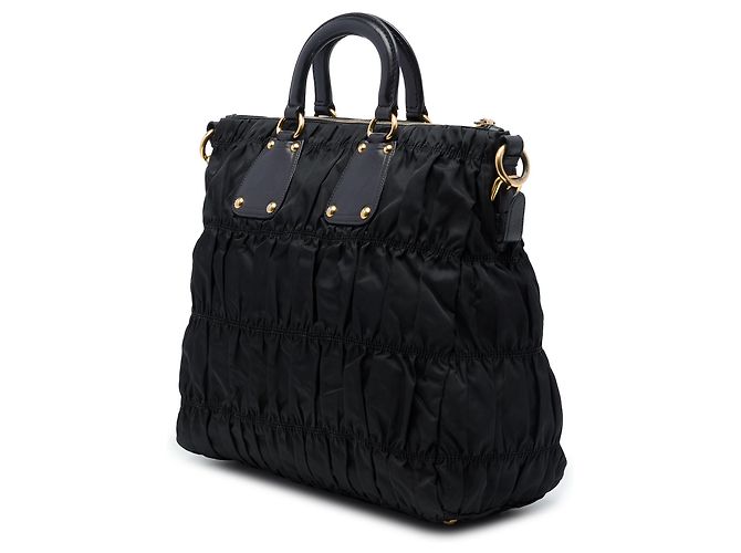 Bolsa Satchel Prada em Tessuto Gaufre Preta - vista 2