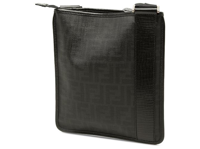 Borsa a tracolla Fendi Black Zucca Spalmati - vista 2