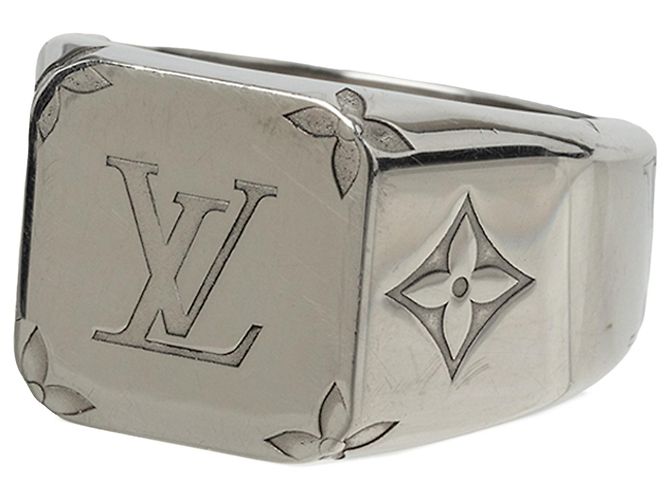 Louis Vuitton Silver Brass Monogram Signet Ring - view 2