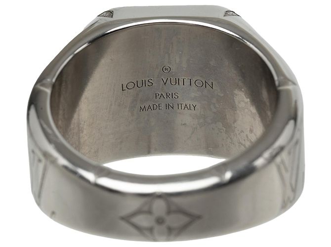 Louis Vuitton Silver Brass Monogram Signet Ring - view 4