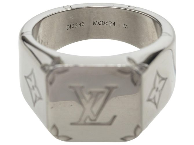 Louis Vuitton Silver Brass Monogram Signet Ring - view 5