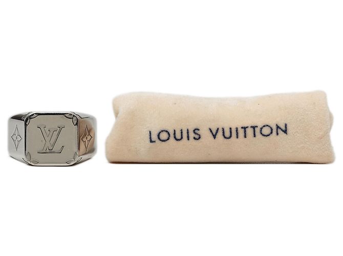 Louis Vuitton Silver Brass Monogram Signet Ring - view 6