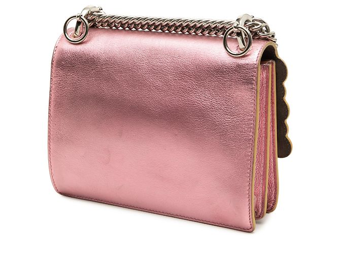 Borsa a tracolla Fendi Pink Mini Scalloped Metallic Studded Leather Kan I - vista 2