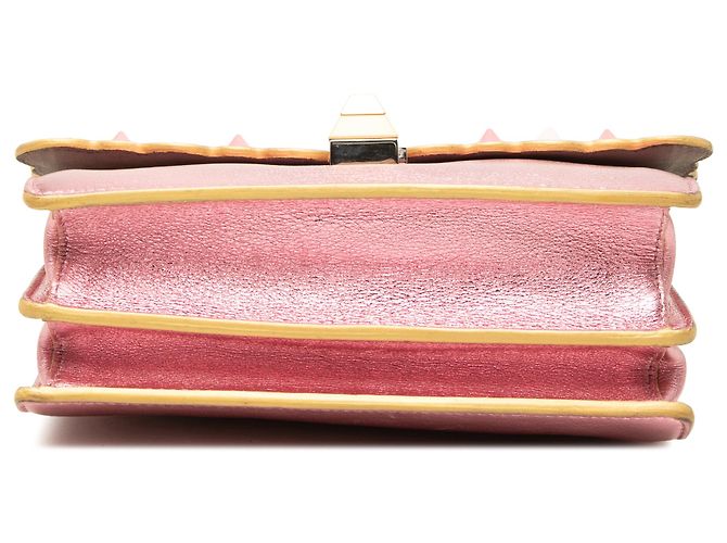 Borsa a tracolla Fendi Pink Mini Scalloped Metallic Studded Leather Kan I - vista 3