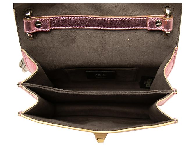 Borsa a tracolla Fendi Pink Mini Scalloped Metallic Studded Leather Kan I - vista 4