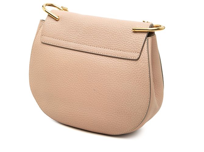 Chloé Drew Crossbody em pele de cordeiro granulada castanha Small - vista 2