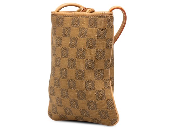 Borsetta cellulare crossbody LOEWE in tela Anagram marrone - vista 2