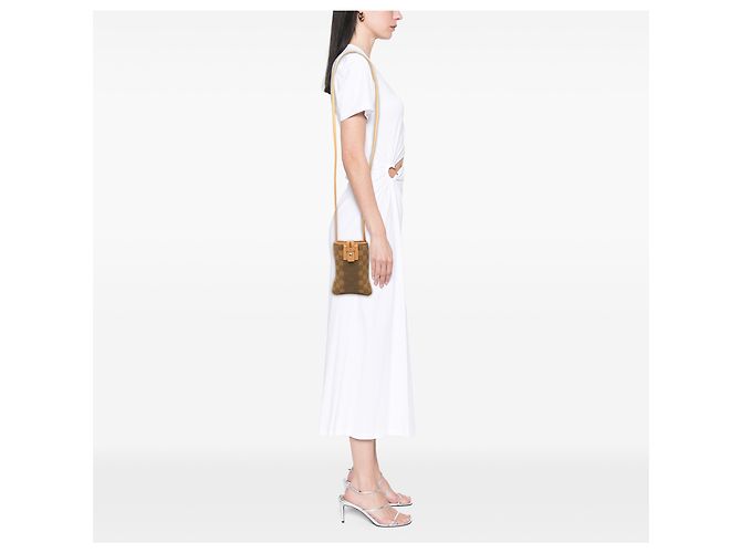 Borsetta cellulare crossbody LOEWE in tela Anagram marrone - vista 6
