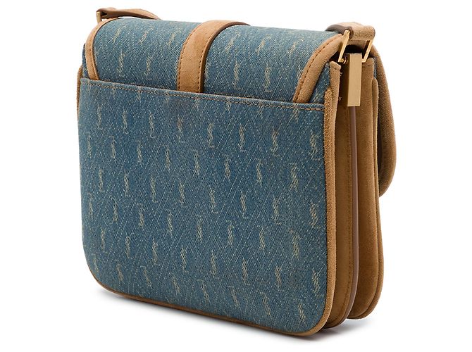 Autre Marque Saint Laurent Blue Le Monogramme Suede Trimmed Denim Crossbody - vista 2