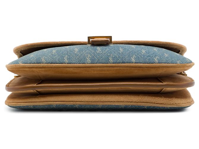 Autre Marque Saint Laurent Blue Le Monogramme Suede Trimmed Denim Crossbody - vista 3