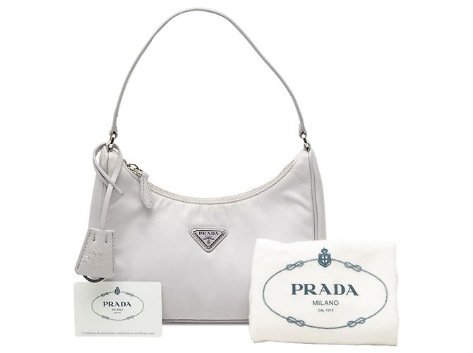 Bolsa de Ombro Prada White Mini Tessuto Re Edition 2005 - vista 7
